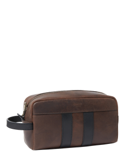 OSPREY LONDON Jenson Leather Wash Bag, Chocolate & Black - view 2, Chocolate & Black