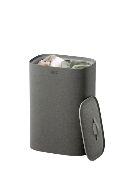 Joseph Joseph Tota 2 Single Laundry Basket with Lid, 60L, Forest Grey