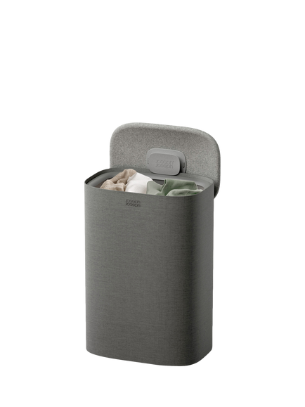 Joseph Joseph Tota 2 Single Laundry Basket with Lid, 60L - view 2, Forest Grey