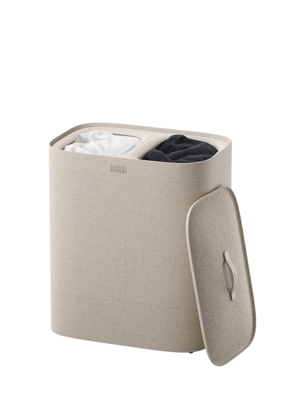 Joseph Joseph Tota Twin Laundry Basket, 90L, Pale Mushroom