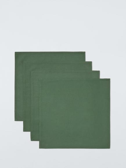John Lewis Cotton Napkins, Set of 4, Green, Green