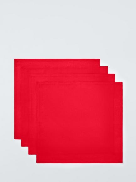 John Lewis Cotton Napkins, Set of 4, Red, Red