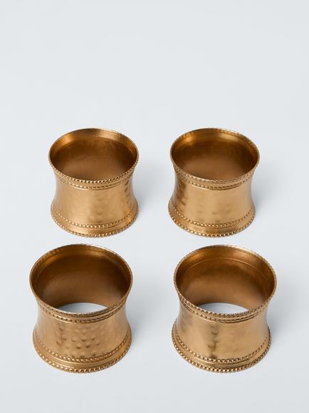 John Lewis Hammered Steel Napkin Rings, Set of 4, Gold, Gold