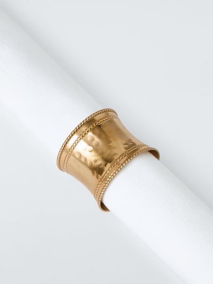 John Lewis Hammered Steel Napkin Rings, Set of 4, Gold - view 2, Gold