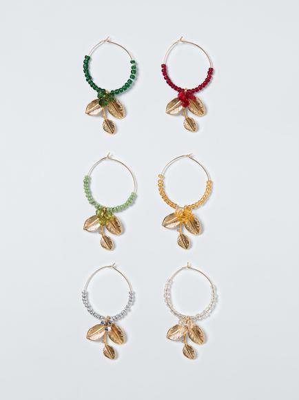 John Lewis Leaf Wine Glass Charms, Set of 6, Multi