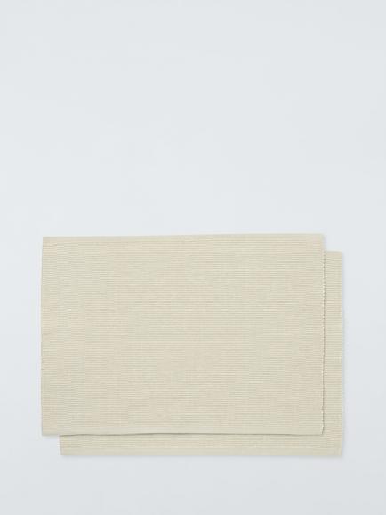 John Lewis Lule Scandi Ribbed Cotton Placemats, Set of 2, Natural, Natural