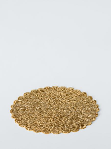 John Lewis Scallop Beaded Placemat, Gold - view 2, Gold