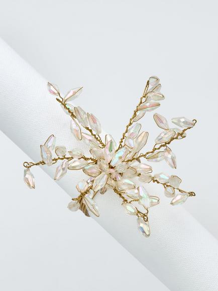 John Lewis Beaded Foliage Napkin Ring, Set of 4, Iridescent - view 2, Irridescent
