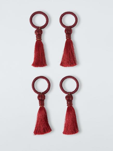 John Lewis Tassel Napkin Ring, Set of 4, Burgundy, Burgundy