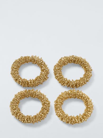 John Lewis Beaded Napkin Ring, Set of 4, Gold, Gold