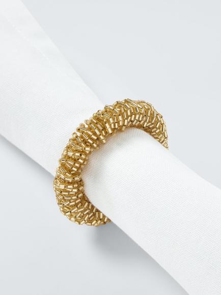 John Lewis Beaded Napkin Ring, Set of 4, Gold - view 2, Gold
