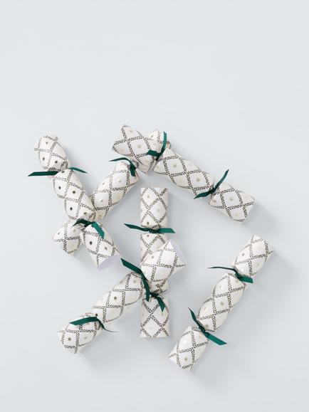 John Lewis Diamond Foliage Christmas Crackers, Pack of 10, Cream