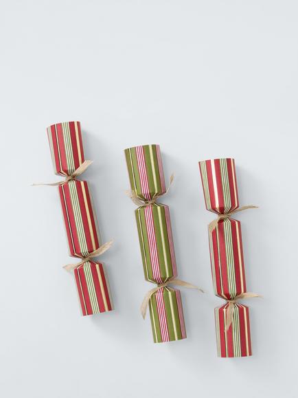 John Lewis Striped Christmas Crackers, Pack of 8 - view 2, Red And Green Stripe
