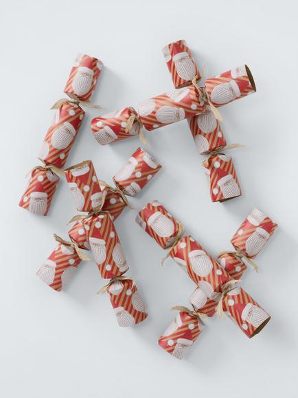John Lewis Santa Stripe Christmas Crackers, Pack of 10, Red Stripe