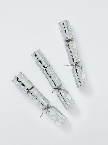 John Lewis Fill Your Own Stars Christmas Crackers, Pack of 6 - view 2, Silver Star
