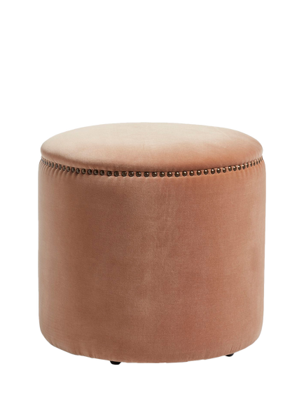 OKA Costellini Velvet Stool, Apricot, Apricot
