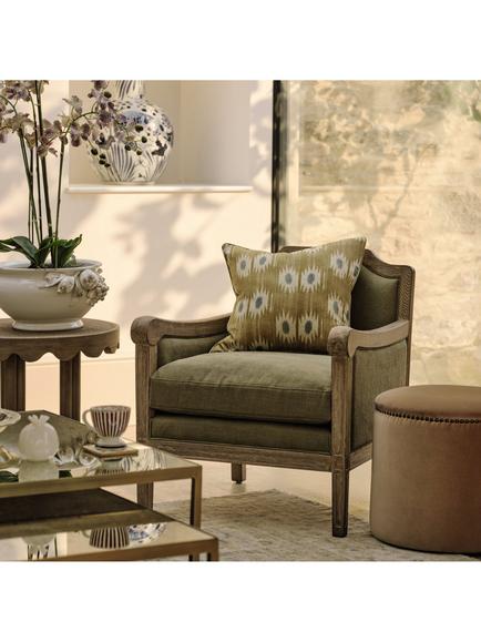 OKA Costellini Velvet Stool, Apricot - view 2, Apricot