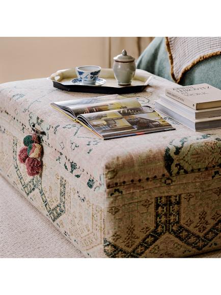 OKA Elsdon Ottoman, Seafoam - view 2, Washed Rose