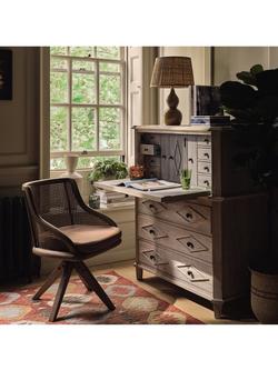 OKA Carlos Cane Swivel Chair, Weathered Oak - view 2, Weathered Oak