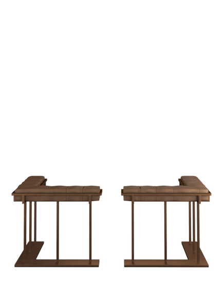 OKA Berenson Leather Upholstered Fire Fenders, Dark Vellum, Dark Vellum