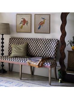 OKA Camaret Upholstered Dining Bench, Black/Natural - view 2, Black/Natural