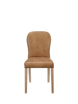 OKA Stafford Leather Dining Chair, Tobacco - view 2, Tobacco