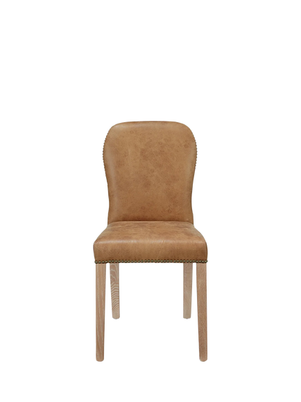 OKA Stafford Leather Dining Chair, Tobacco - view 2, Tobacco