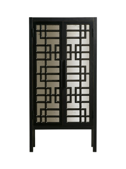 OKA Katsura Mirrored Cabinet, Black, Black