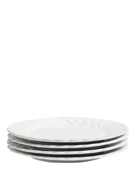 OKA Nephele Ceramic Dinner Plate, Set of 4, 29cm, White, White