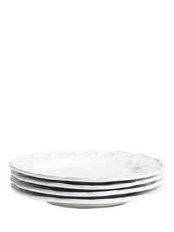 OKA Nephele Ceramic Side Plate, Set of 4, 23cm, White, White
