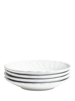 OKA Nephele Ceramic Pasta Bowl, Set of 4, 23cm, White, White
