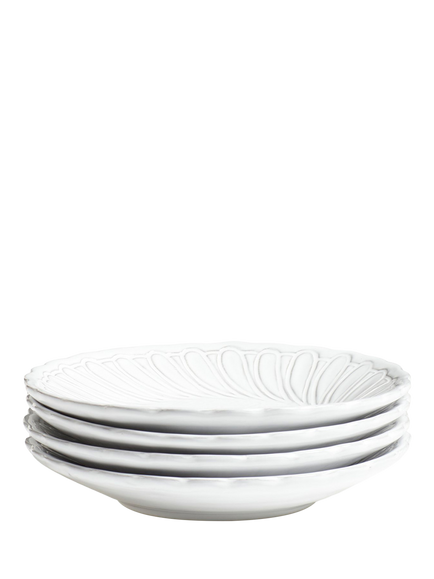 OKA Nephele Ceramic Pasta Bowl, Set of 4, 23cm, White, White