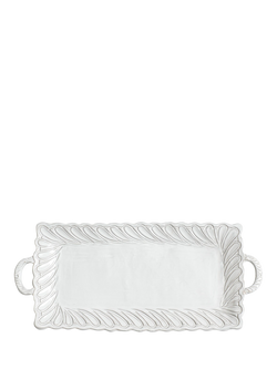 OKA Nephele Rectangular Ceramic Serving Platter, White, White