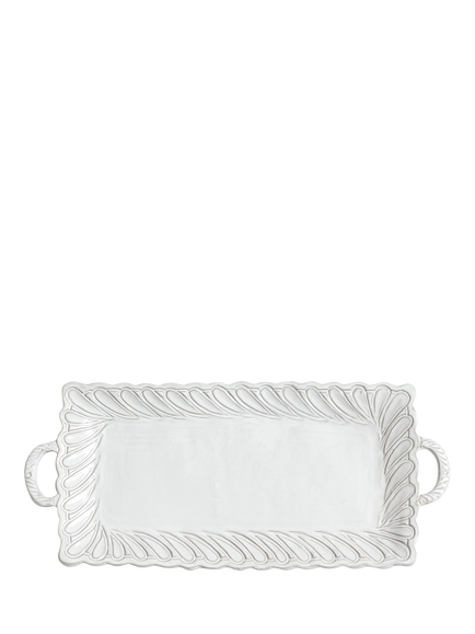 OKA Nephele Rectangular Ceramic Serving Platter, White, White