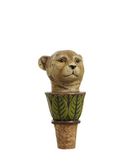OKA Lakadema Leopard Bottle Stoppers, Set of 2, Green - view 2, Multi