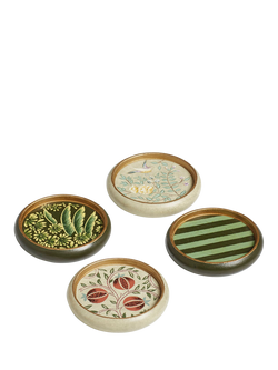 OKA Chitra Hand Painted Round Wood Coasters, Set of 4, Multi, Multi