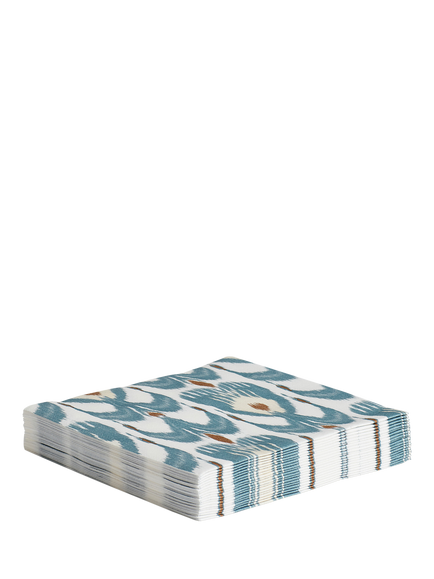 OKA Bukhara Abstract Print Paper Napkins, Pack of 20, Airforce Blue, Grey Blue