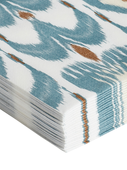 OKA Bukhara Abstract Print Paper Napkins, Pack of 20, Airforce Blue - view 2, Grey Blue