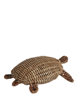 OKA Woven Rattan Turtle Ornament, Vintage Grey, Vintage Grey