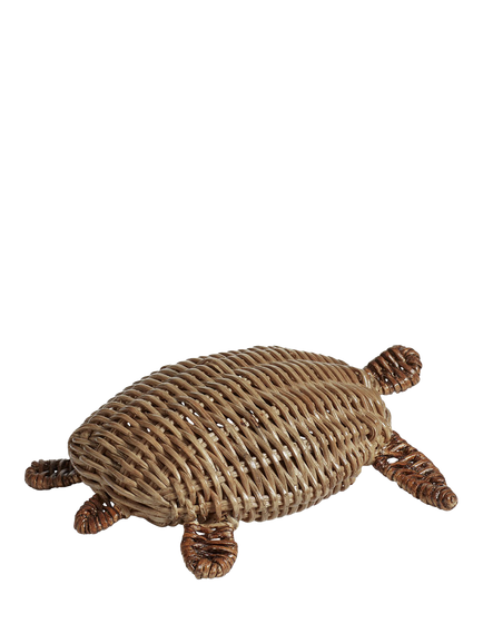 OKA Woven Rattan Turtle Ornament, Vintage Grey, Vintage Grey