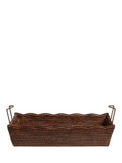 OKA Talasa Rectangular Rattan Tray, Antique Brown, Antique Brown