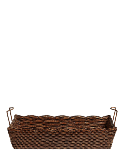 OKA Talasa Rectangular Rattan Tray, Antique Brown, Antique Brown