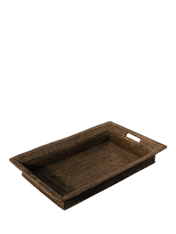 OKA Woven Rattan Deep Tray, Natural, Brown