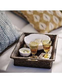 OKA Woven Rattan Deep Tray, Natural - view 2, Brown