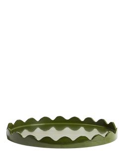 OKA Talasa Round Wave Edge Tray, Spruce, Spruce