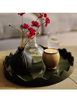 OKA Talasa Round Wave Edge Tray, Spruce - view 2, Spruce