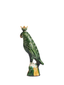 OKA Althea Ceramic Parrot Candle Holder, Dark Green, Dark Green