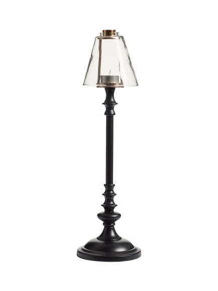OKA Barton Candle Holder, Black, Black/Brass