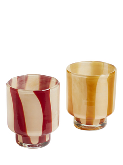 OKA Astley Stripe Candle Holders, Set of 2, Multi, Multi