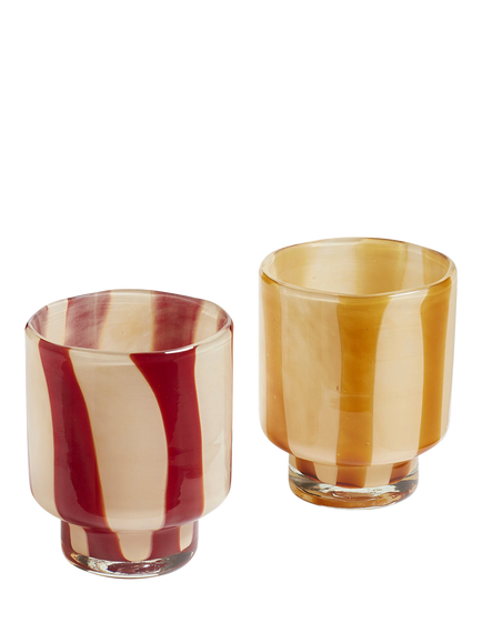 OKA Astley Stripe Candle Holders, Set of 2, Multi, Multi